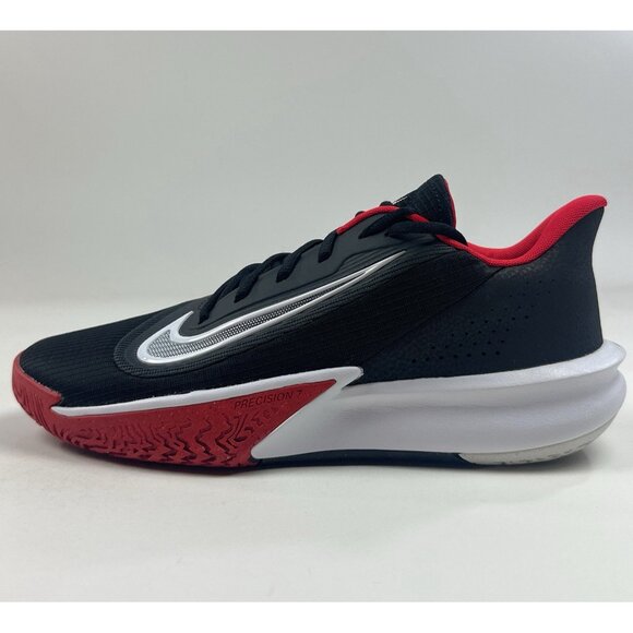 Nike Precision VII 7 Mens Size 9.5 Black Red White Shoes Basketball FN4322-002 - Picture 6 of 9